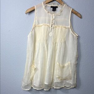 NWT Elena Solano Women's Cream‎ Silk Top